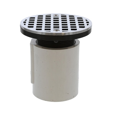 Jones Stephens 2in Over Pipe Fit Drain with Chrome Plated Strainer, Primer Tapped D53326
